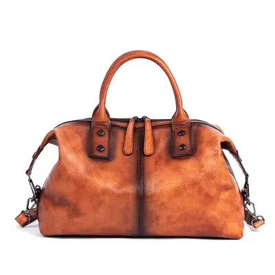 TOP-LAYER COWHIDE RETRO HANDBAG